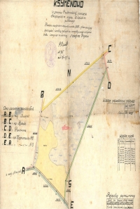 Plan-mapa maj±tku Ksymenowo k. Podbrodzia z 1937 r. (z maj±tku tego wyodrêbniono wówczas folwark Szymonowo). Kopiê dokumentu udostêpni³ nam p. Andrzej Karziewicz – serdecznie dziêkujemy! /The scheme-map of Ksymenowo estate near Podbrodzie from 1937 (that time the estate was divided and Szymonowo estate was created). The copy of the document was received from Mr Andrzej Karziewicz – Thank You!/