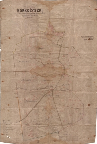 Plan sytuacyjny gruntów miasteczka Korko¿yszki, w gminie Kiemieliskiej, powiecie ¦wiêciañskim, województwie Wileñskiem po³o¿onej - mapa sprzed 1939 r. udostêpniona przez p. Stefana Siemaszko - serdecznie dziêkujemy!
