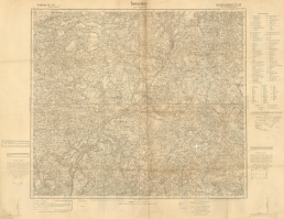 ¦wiêciany - niemiecka mapa wielkoformatowa z ok. 1940 r. w skali 1:100000, bêd±ca przedrukiem zestawionych w jeden arkusz czterech polskich map sztabowych sprzed 1939 r. (arkusze wydane przez Wojskowy Instytut Geograficzny: Michaliszki, Niemenczyn, Orniany, ¦wiêciany). Mapa z kolekcji Jacka Szulskiego.