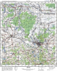 Поставы (Postawy) - radziecka mapa z 1986 r. w skali 1:100000 - arkusz obejmuje okolice miejscowości: Hoduciszki, Komaje, Postawy - kopię mapy przesłał nam p. Petras Kibickis - serdecznie dziękujemy - nuoširdžiai dėkojame!